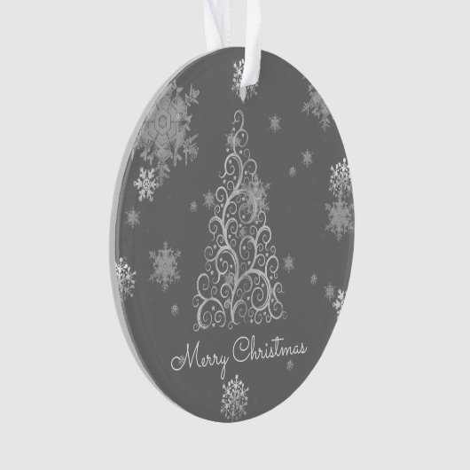 Silver Christmas Tree and Snowflakes Ornament (Vorderseite)