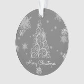 Silver Christmas Tree and Snowflakes Ornament (Vorderseite)