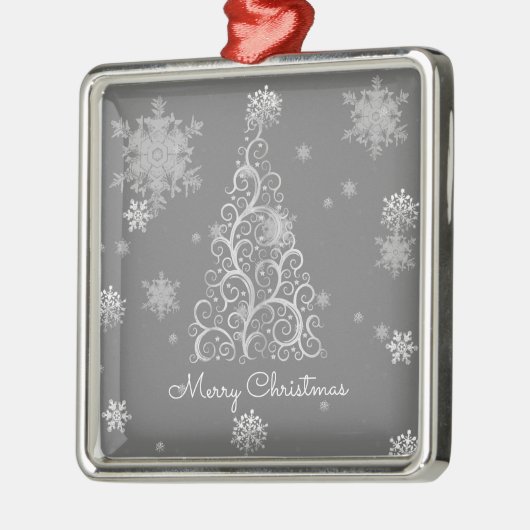 Silver Christmas Tree and Snowflakes Ornament (Links)