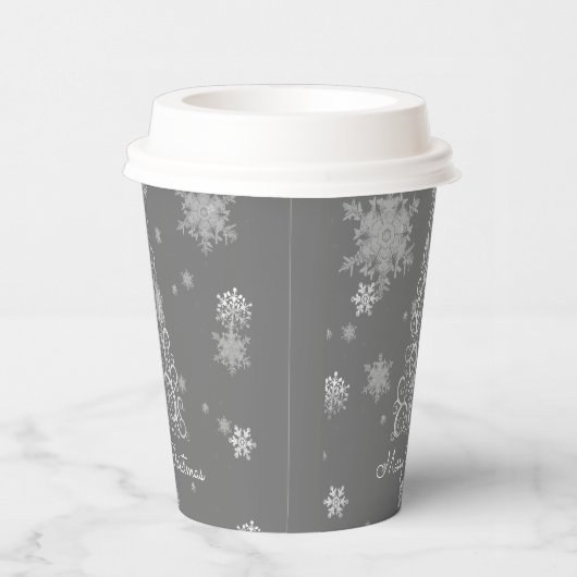 Silver Christmas Tree and Snowflakes Paper Cup Pappbecher (Rechts)