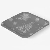 Silver Christmas Tree and Snowflakes Paper Plate Pappteller (Gewinkelt)