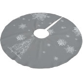 Silver Christmas Tree and Snowflakes Tree Skirt Polyester Weihnachtsbaumdecke (Schrägansicht)