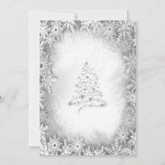 Silver Christmas Tree ,Bow Gray Christmas Party Einladung (Rückseite)