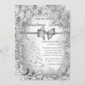 Silver Christmas Tree ,Bow Gray Christmas Party Einladung (Vorne/Hinten)