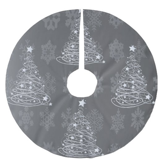 Silver Christmas Tree Modernes Design Polyester Weihnachtsbaumdecke (Vorderseite)