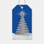 Silver Christmas Tree on Blue Geschenkanhänger (Vorderseite)