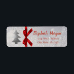 Silver Christmas Tree, Red Bow, Holiday<br><div class="desc">Adorable Weihnachten Silberbaum und roter Bogen auf weißem Hintergrund. Ein elegantes und raffiniertes Design.Costumize mit Ihrem Namen und Adresse Details.</div>