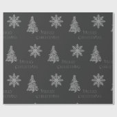 Silver Christmas Tree Snowflake on Charcoal Gray Geschenkpapier (Flach)