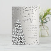 Silver Christmas Tree Winter Company Urlaub Einladung (Stehend Vorderseite)