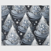Silver Christmas Tree Wrapping Paper Geschenkpapier (Flach)