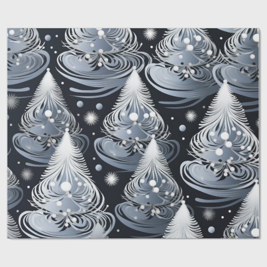 Silver Christmas Tree Wrapping Paper Geschenkpapier (Flach)