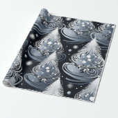 Silver Christmas Tree Wrapping Paper Geschenkpapier (Ungerollt)