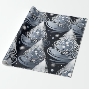 Silver Christmas Tree Wrapping Paper Geschenkpapier
