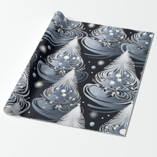 Silver Christmas Tree Wrapping Paper Geschenkpapier