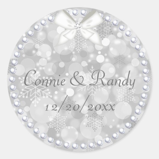 Silver Christmas Wedding Sticker Pearls (Vorderseite)