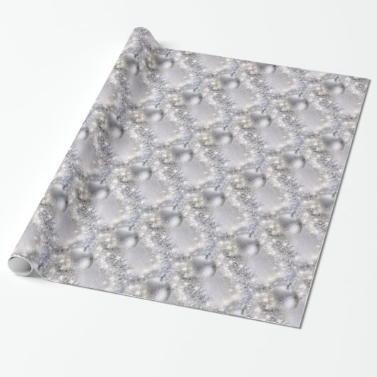 Silver Christmas Wrapping Paper Geschenkpapier (Ungerollt)
