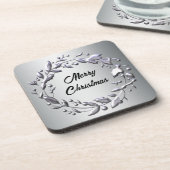 Silver Christmas Wreath Getränkeuntersetzer (Linke Seite)
