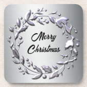 Silver Christmas Wreath Getränkeuntersetzer (Vorderseite)