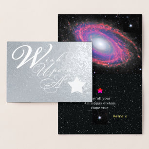 Silver Christmas wünscht sich nach einem Stern Folienkarte