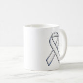 Silver Chrome Beliebte weiße Ribbon-Bewusstsein Kaffeetasse (VorderseiteRechts)