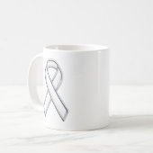 Silver Chrome Beliebte weiße Ribbon-Bewusstsein Kaffeetasse (Vorderseite Links)