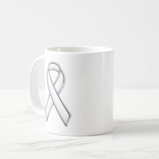 Silver Chrome Beliebte weiße Ribbon-Bewusstsein Kaffeetasse (Vorderseite Links)
