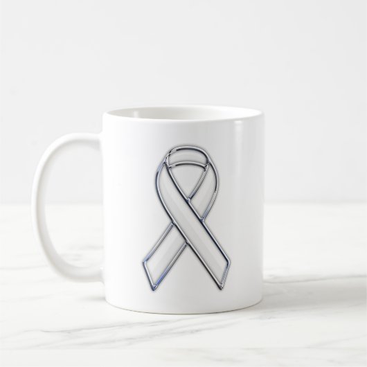 Silver Chrome Beliebte weiße Ribbon-Bewusstsein Kaffeetasse (Links)