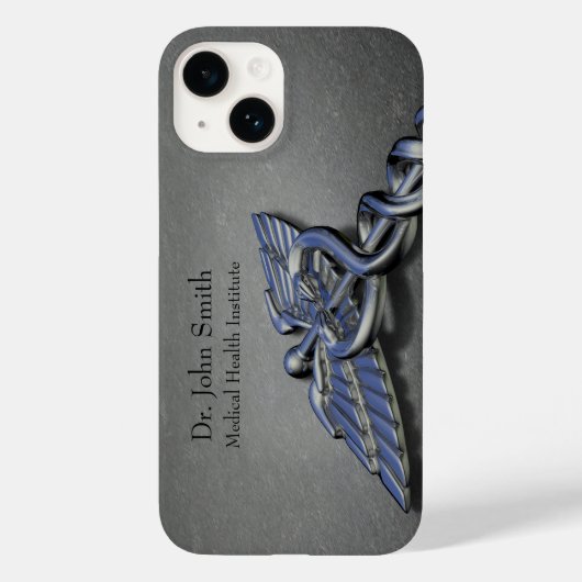 Silver Chrome Caduceus Symbol Beruflich Medical Case-Mate iPhone Hülle (Rückseite)
