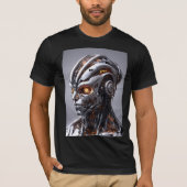 Silver Chrome Cyborg Glowing Orange Sci-Fi T-Shirt (Vorderseite)