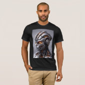 Silver Chrome Cyborg Glowing Orange Sci-Fi T-Shirt (Vorne ganz)
