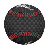Silver Chrome Deer on Carbon Fibre Style Print Baseball (Rückseite)