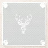Silver Chrome Deer on Carbon Fibre Style Print Glasuntersetzer (Rückseite)