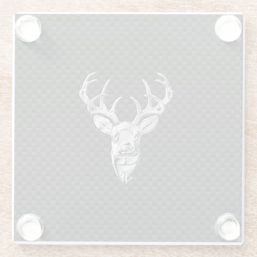 Silver Chrome Deer on Carbon Fibre Style Print Glasuntersetzer (Rückseite)
