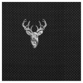 Silver Chrome Deer on Carbon Fibre Style Print Stoff (Nahaufnahme)