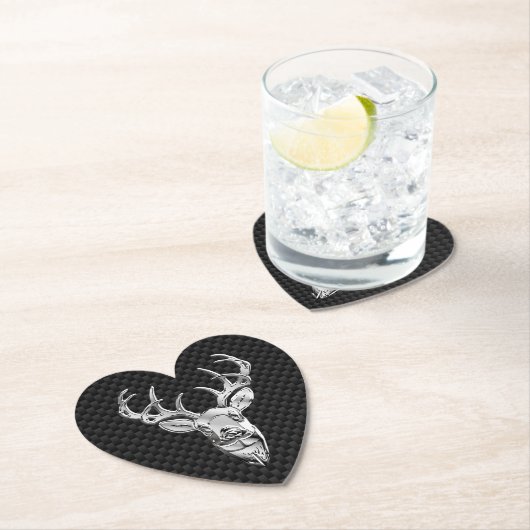 Silver Chrome Deer on Carbon Fibre Style Print Untersetzer (Vor Ort)