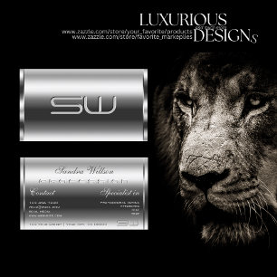 Silver Chrome Effect Imitate 3D Monogram Beruflich Visitenkarte