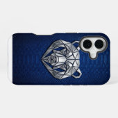 Silver Chrome Geometric Bear Blue Python iPhone 16 Hülle (Rückseite (Horizontal))