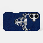 Silver Chrome Geometric Bull Blue Python iPhone 16 Hülle (Rückseite (Horizontal))