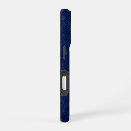 Silver Chrome Geometric Bull Blue Python iPhone 16 Hülle (Rechte Seite)