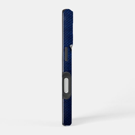 Silver Chrome Geometric Giraffe Blue Python iPhone 16 Hülle (Rechte Seite)
