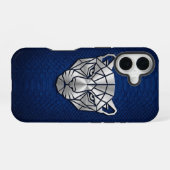 Silver Chrome Geometric Panther Blue Python iPhone 16 Hülle (Rückseite (Horizontal))