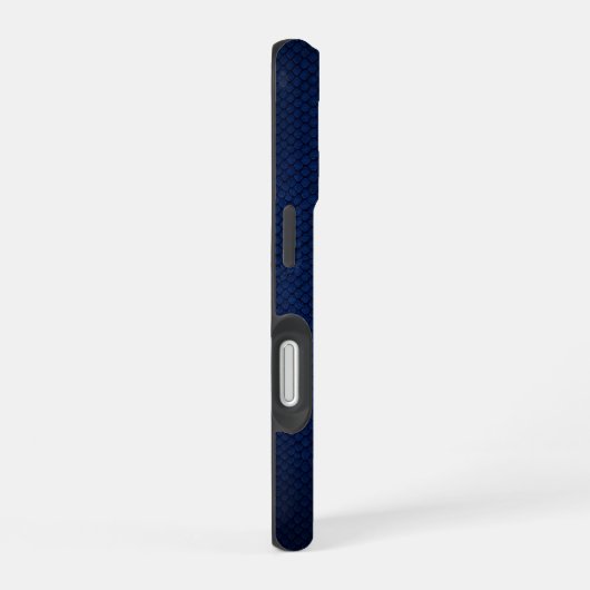 Silver Chrome Geometric Panther Blue Python iPhone 16 Hülle (Rechte Seite)