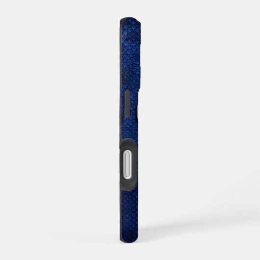 Silver Chrome Geometric Ram Blue Python iPhone 16 Hülle (Rechte Seite)