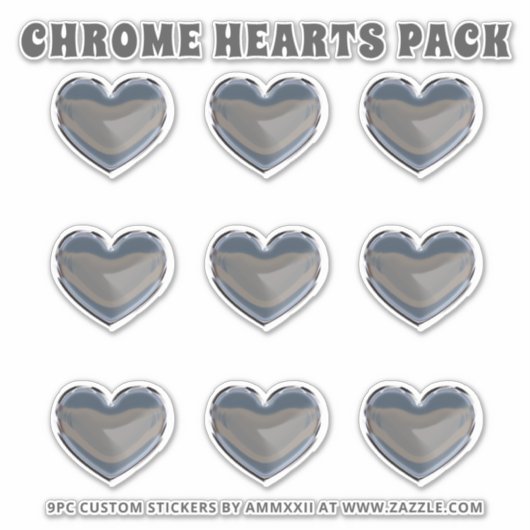 Silver Chrome Hearts Sticker Pack (Vorderseite)
