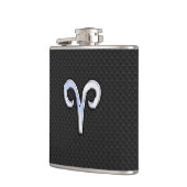Silver Chrome Like Aries Zodiac Sign Flachmann (Links)