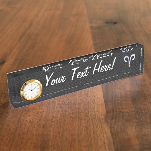 Silver Chrome Like Aries Zodiac Sign Namensplakette (Seite)