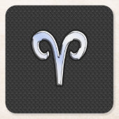 Silver Chrome Like Aries Zodiac Sign Rechteckiger Pappuntersetzer (Vorderseite)