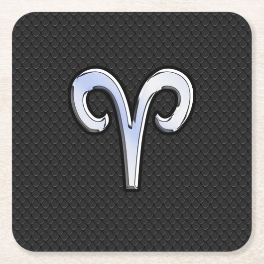 Silver Chrome Like Aries Zodiac Sign Rechteckiger Pappuntersetzer (Vorderseite)