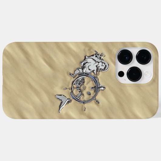 Silver Chrome Like Mermaid in Sand Case-Mate iPhone Hülle (Rückseite (Horizontal))