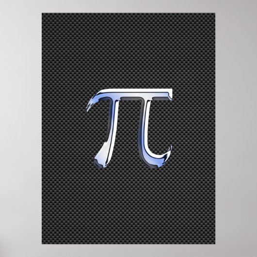 Silver Chrome like Pi Symbol auf Carbon Fibre Poster (Vorne)